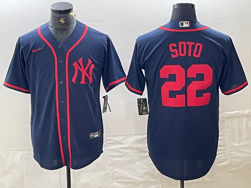 Men New York Yankees #22 Soto Blue Third generation joint name Nike 2024 MLB Jersey style 1->new york yankees->MLB Jersey